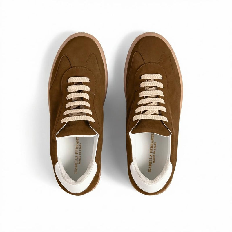 Sneaker Camoscio Moka, suola gomma