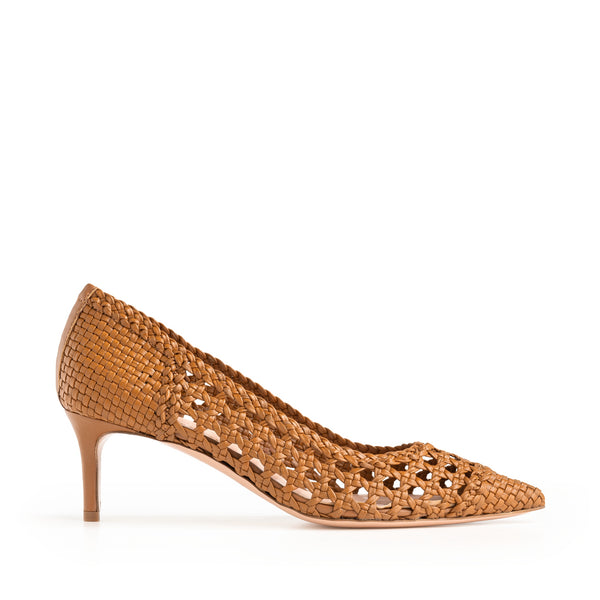 Décolleté Intrecciata Cuoio, stiletto 50mm