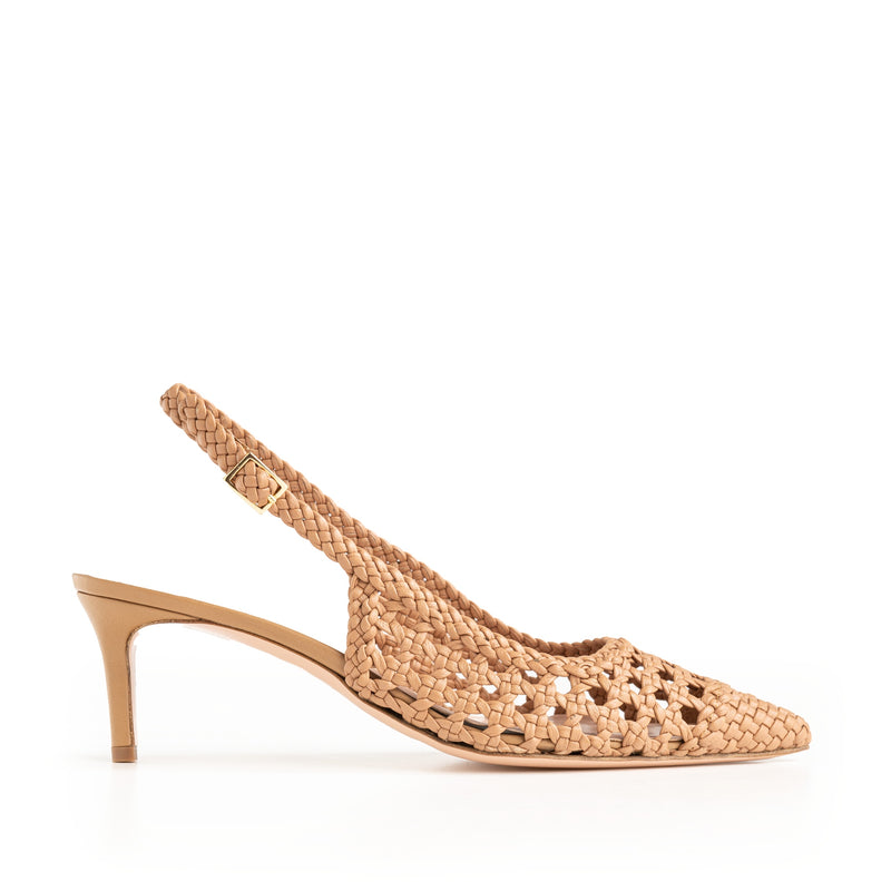 Slingback Intrecciata Sabbia, stiletto 55mm