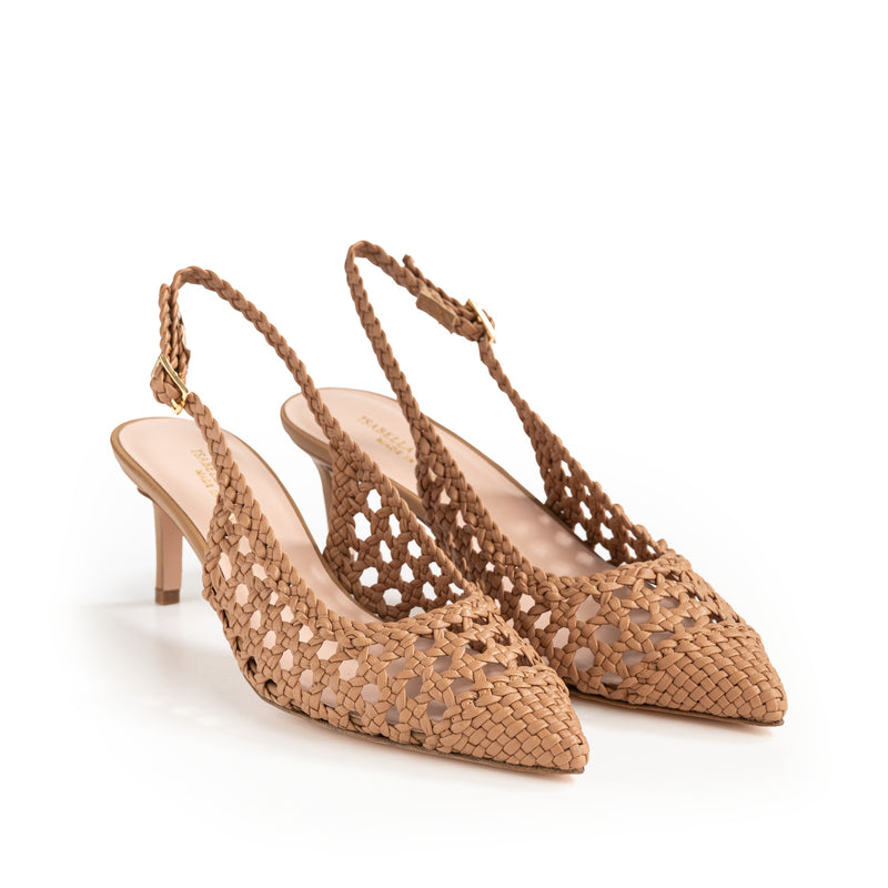 Slingback Intrecciata Sabbia, stiletto 55mm