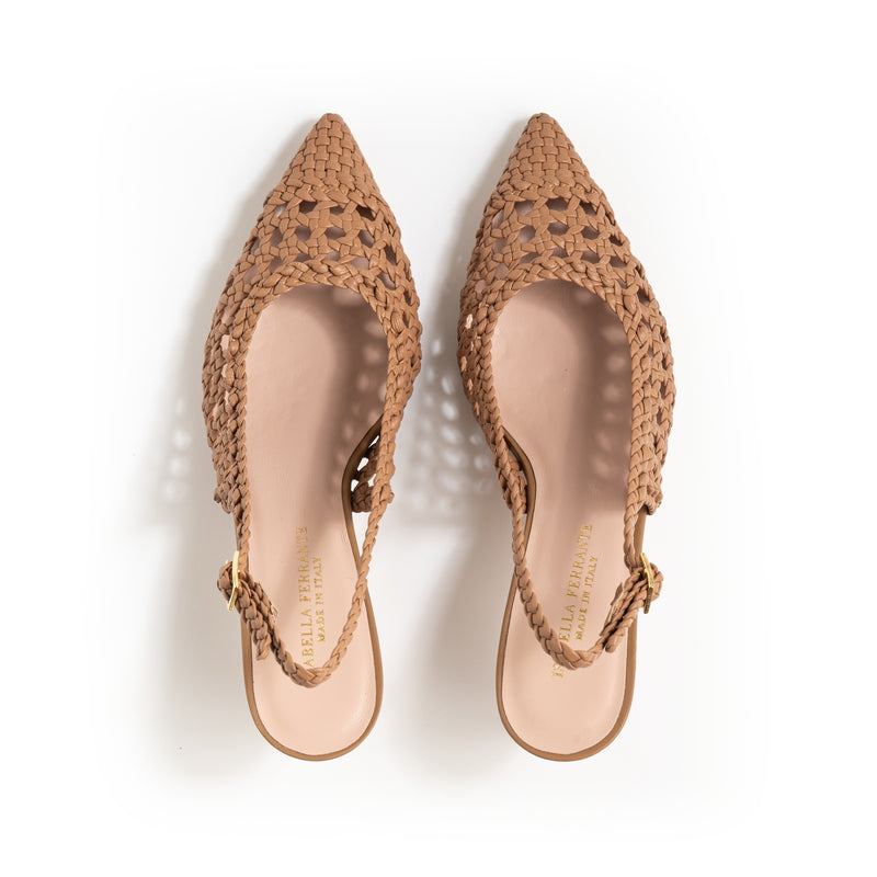Slingback Intrecciata Sabbia, stiletto 55mm