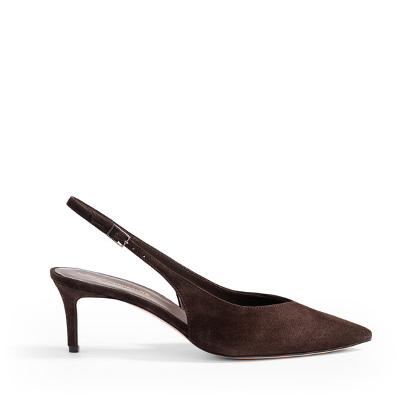 Slingback Posillipo Camoscio Moro, stiletto 55mm