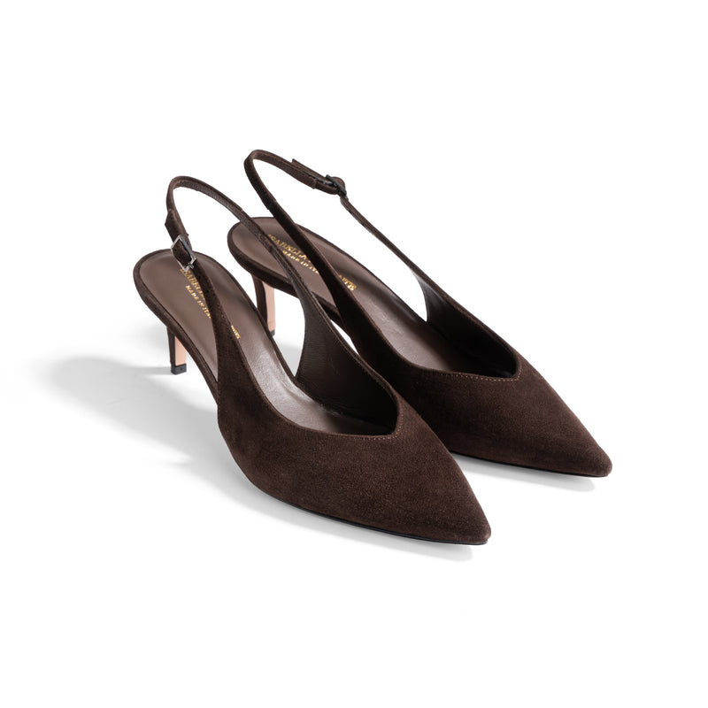 Slingback Posillipo Camoscio Moro, stiletto 55mm