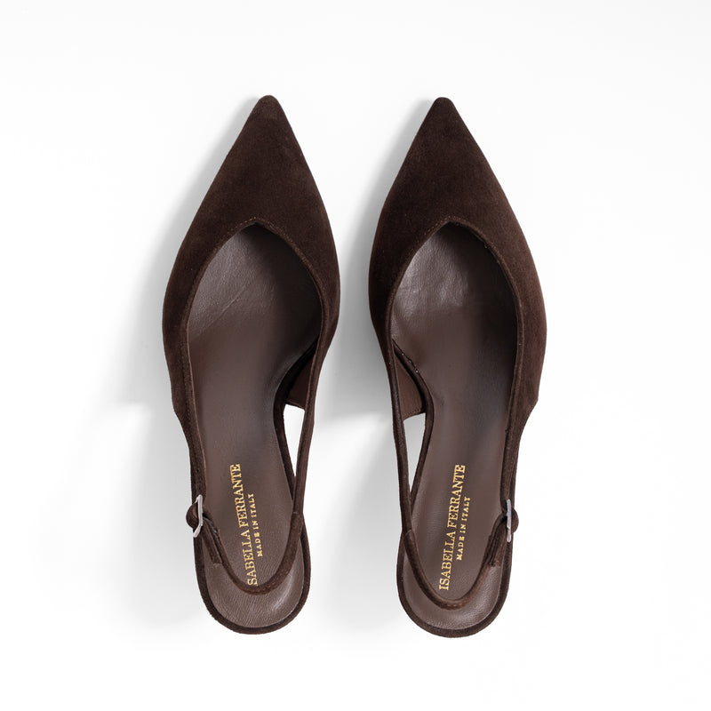 Slingback Posillipo Camoscio Moro, stiletto 55mm
