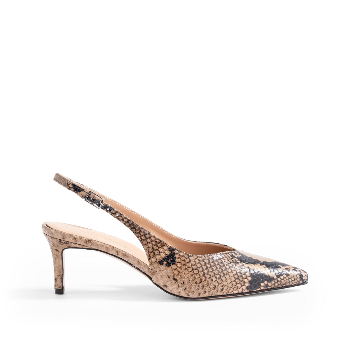 Slingback Posillipo Pitone Fango, stiletto 55mm