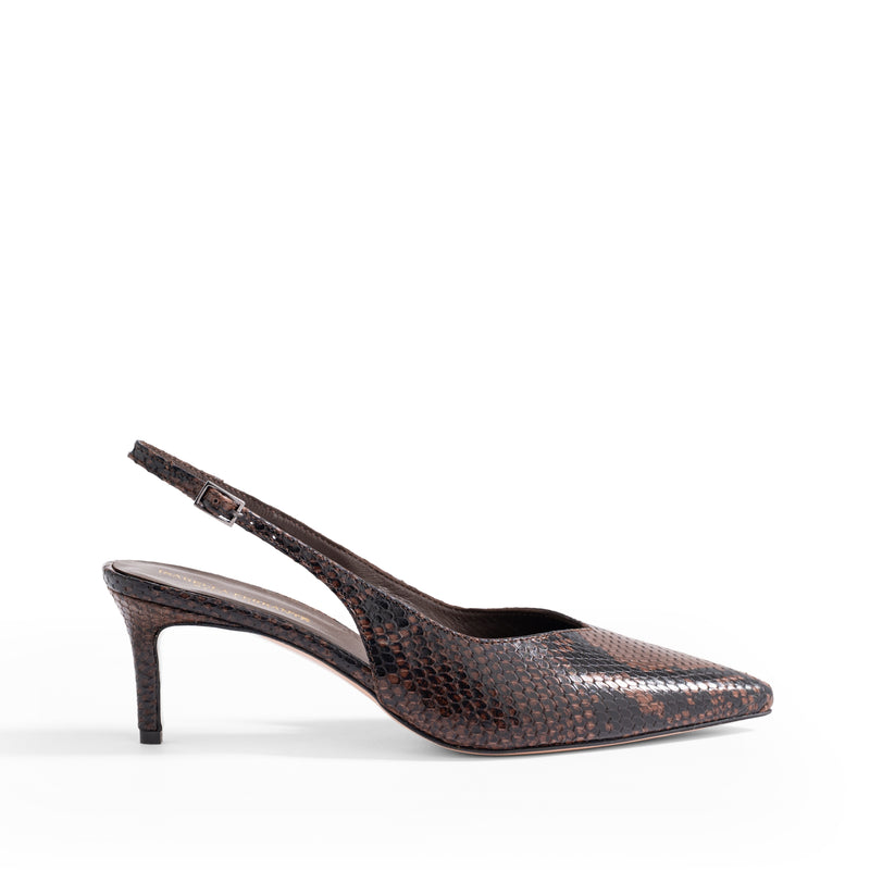 Slingback Posillipo Pitone Moro, stiletto 55mm
