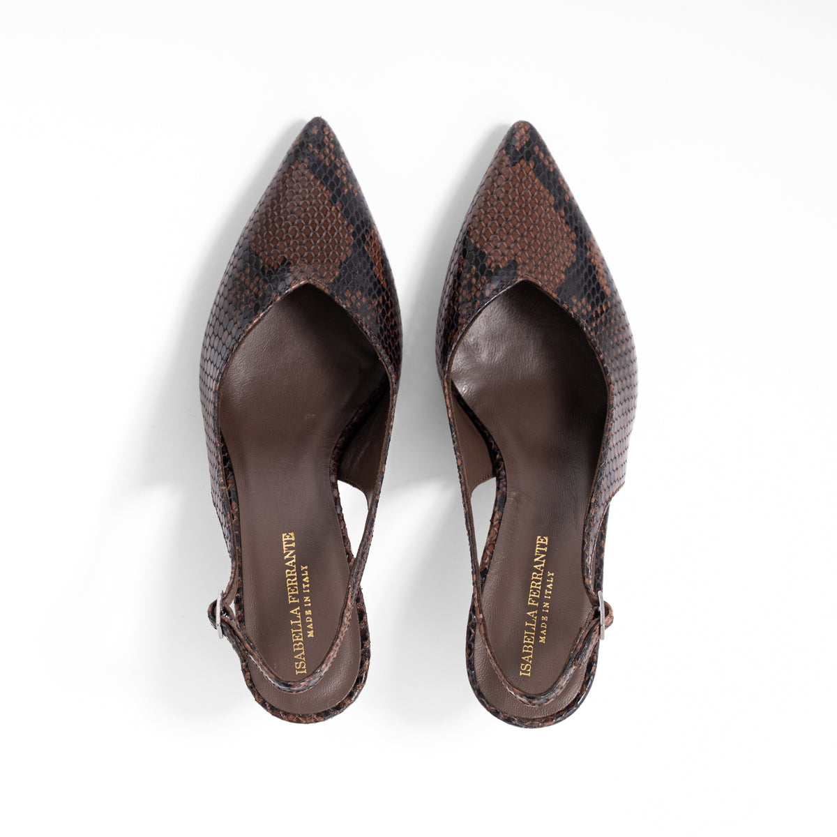 Slingback Posillipo Pitone Moro, stiletto 55mm