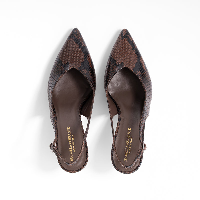 Slingback Posillipo Pitone Moro, stiletto 55mm