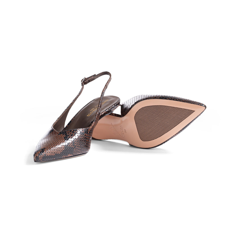 Slingback Posillipo Pitone Moro, stiletto 55mm