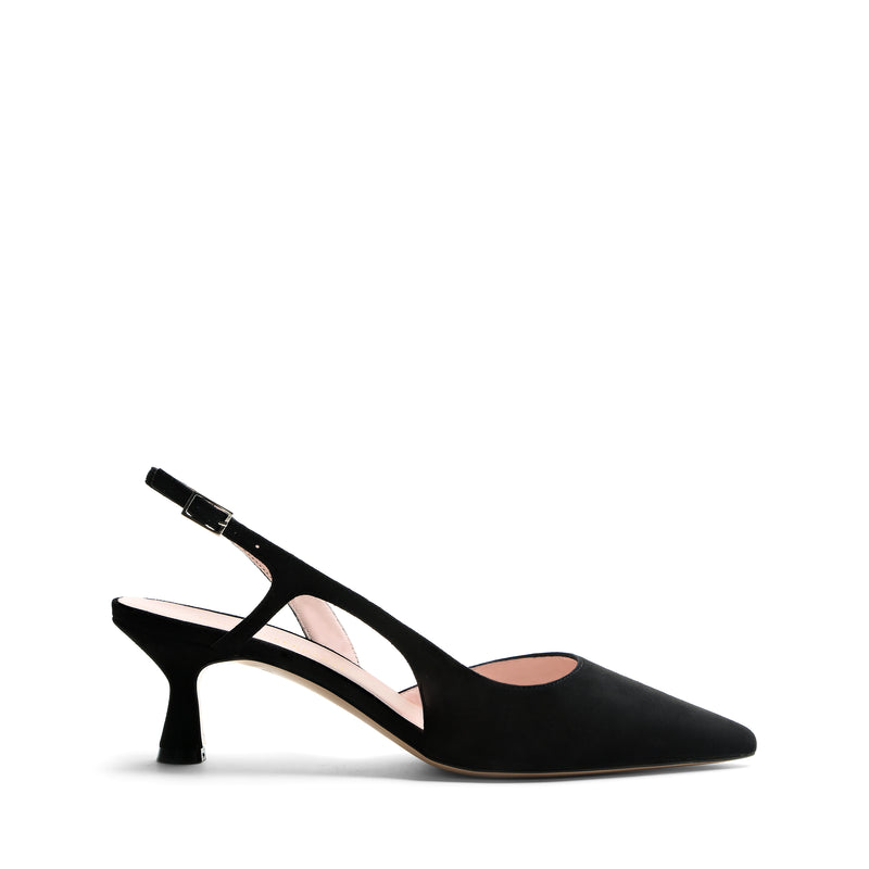 Slingback Camoscio Nera, rocchetto 55mm