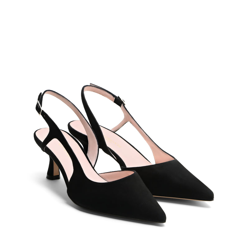 Slingback Camoscio Nera, rocchetto 55mm