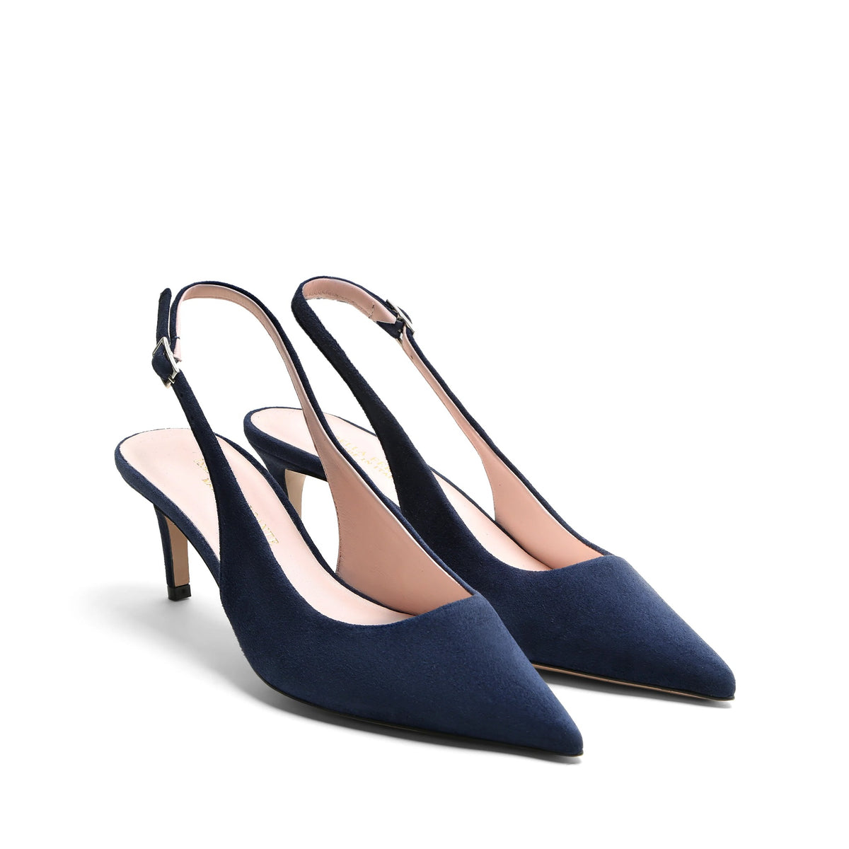 Chanel slingback Isabella Ferrante Posillipo in camoscio blu con tacco a stiletto da 55 mm e punta sfilata, vista alternativa