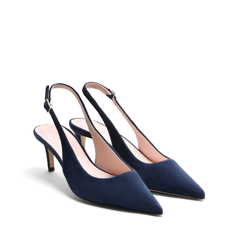 Slingback Camoscio Blu, stiletto 55mm