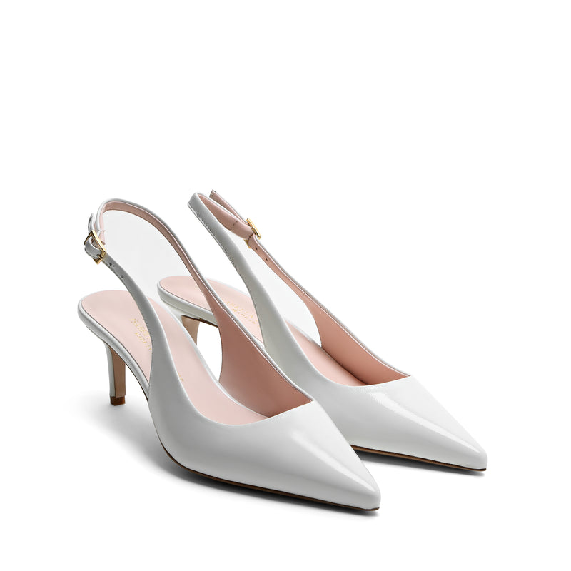 Slingback Nappa Bianca, stiletto 55mm