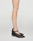 Ballerina with sky satin strap, fudge lining, pointed toe, 2cm heel