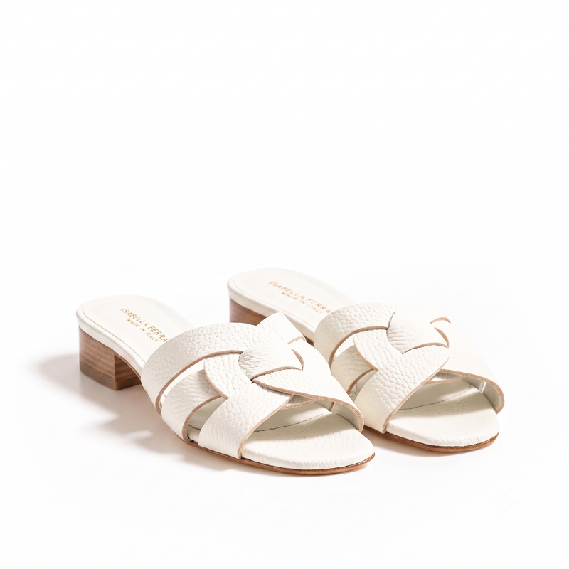 Sandali in Pelle Bottalata Off White tacco 30mm