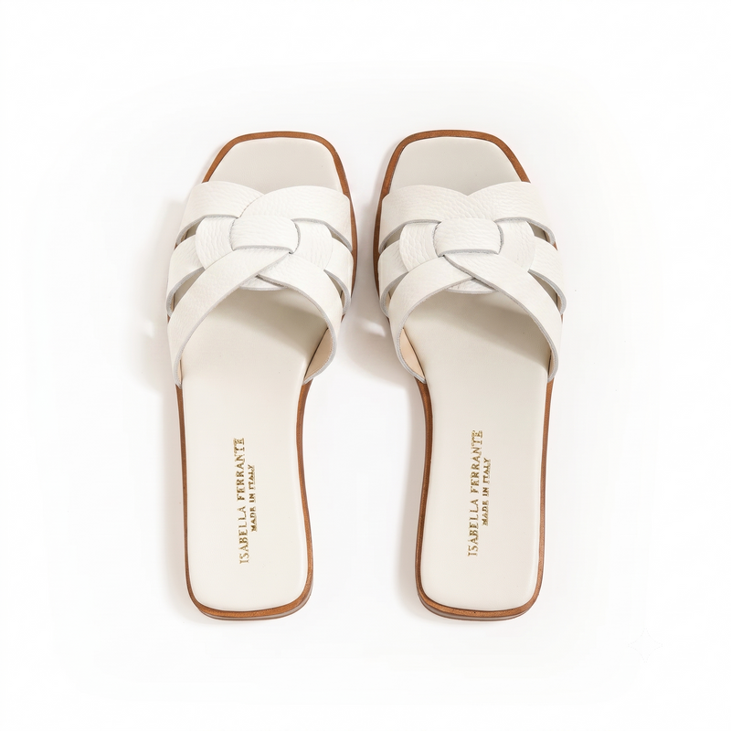 Sandali in Pelle Bottalata Off White tacco 30mm