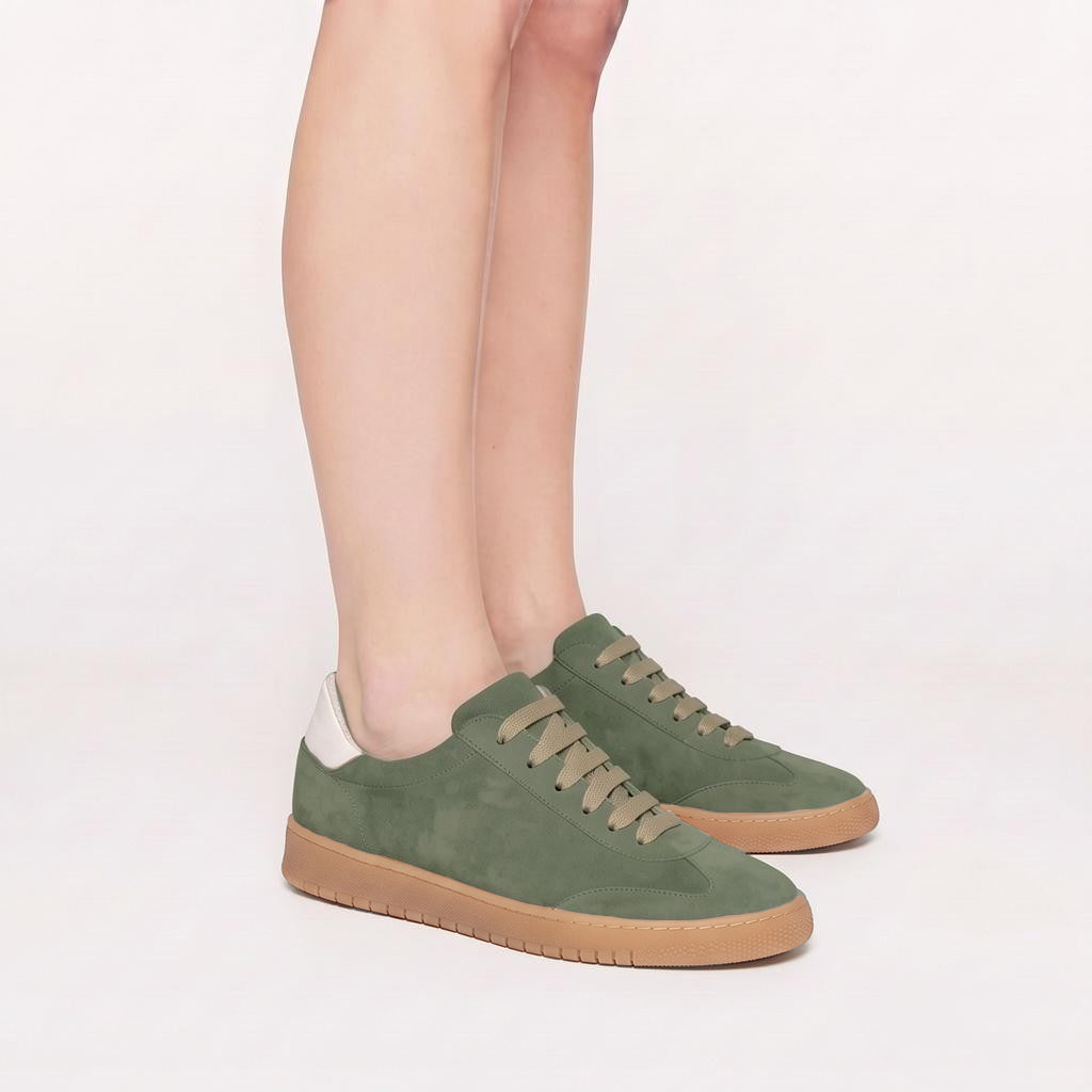 Sneaker Camoscio Loden, suola gomma