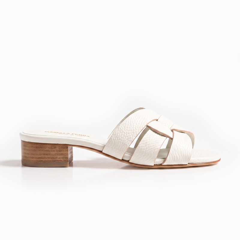 Sandali in Pelle Bottalata Off White tacco 30mm