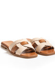 Sandali in Pelle Bottolata Crema e Cuoio