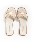 Sandali in Pelle Bottolata Crema e Off White