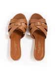 Sandali in Pelle Bottolata Cuoio tacco 30mm