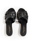 Sandali in Pelle Bottolata Nera tacco 30 mm