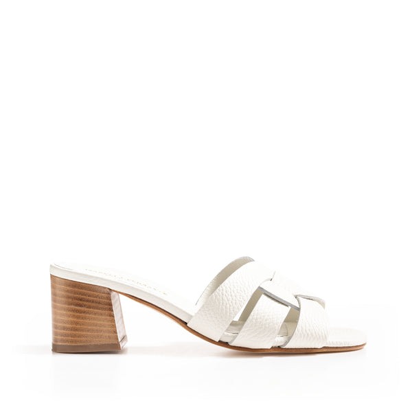 Mule in Pelle Bottolata Bianca tacco 55mm