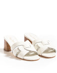 Mule in Pelle Bottolata Bianca tacco 55mm