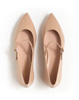 Ballerina Vernice Nude fodera Cipria cinturino e fibbia dorata