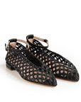 Ballerina with sky satin strap, fudge lining, pointed toe, 2cm heel