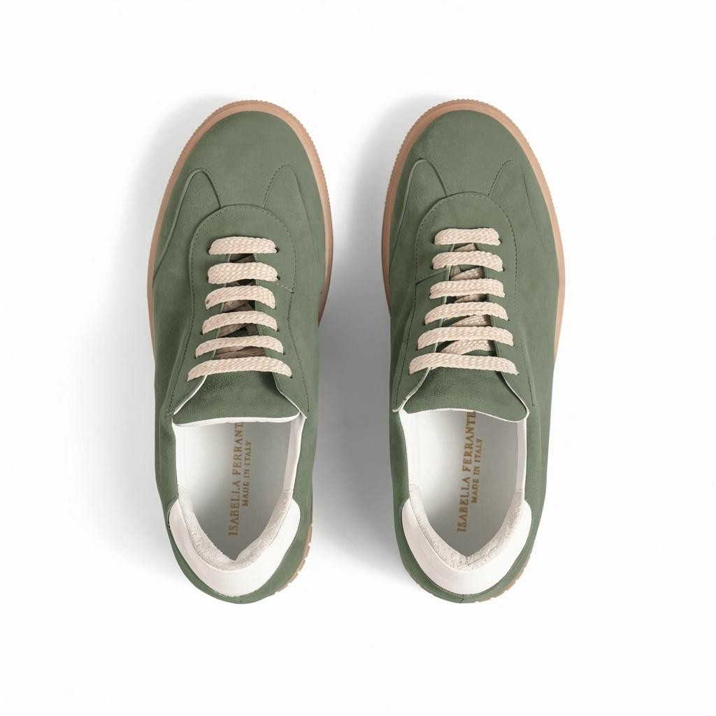 Sneaker Camoscio Loden, suola gomma