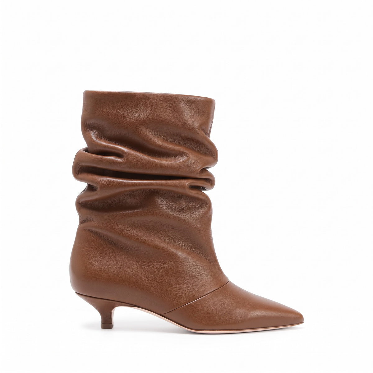 Tronchetto Spaccanapoli Pelle Guanto Whisky, stiletto 30mm