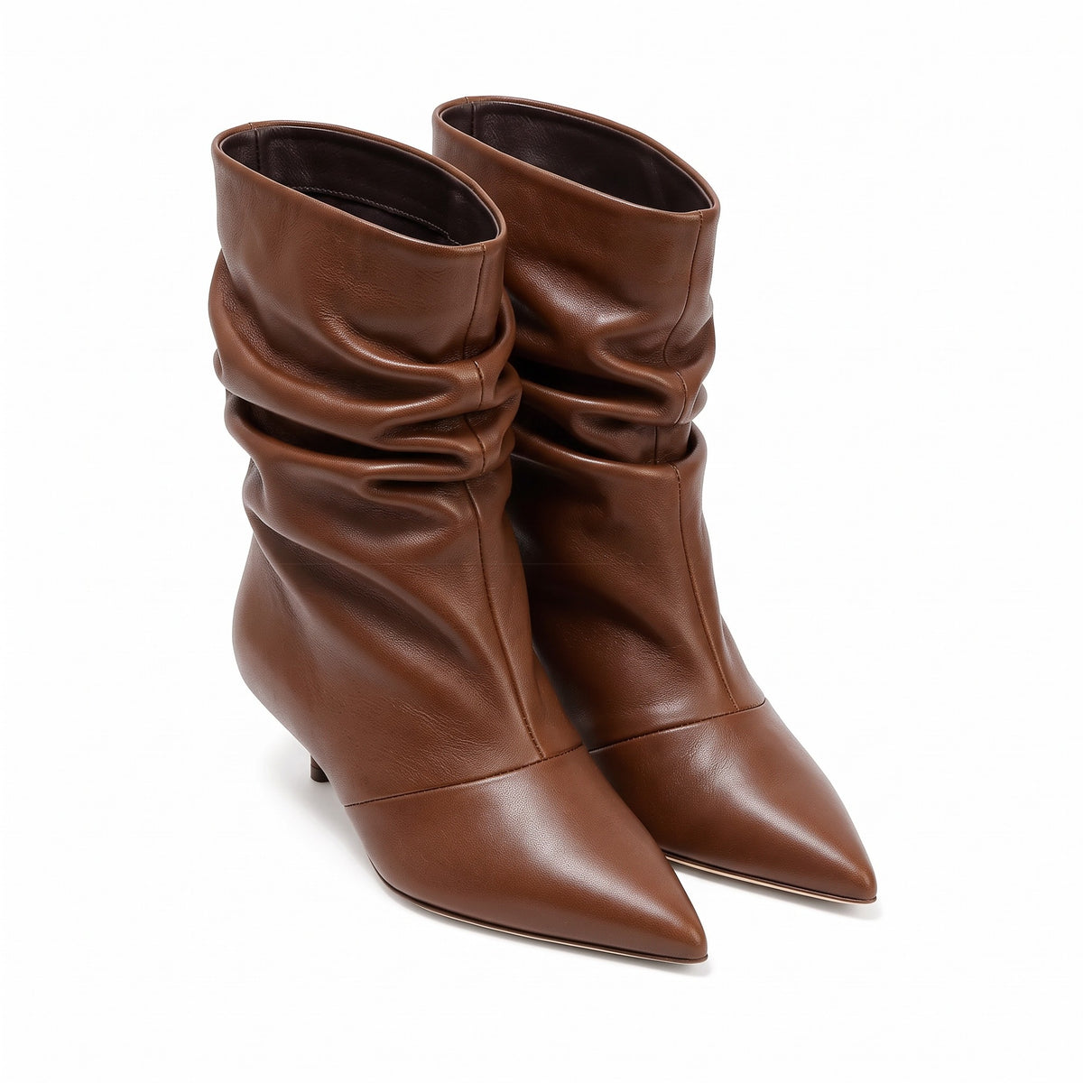 Tronchetto Spaccanapoli Pelle Guanto Whisky, stiletto 30mm