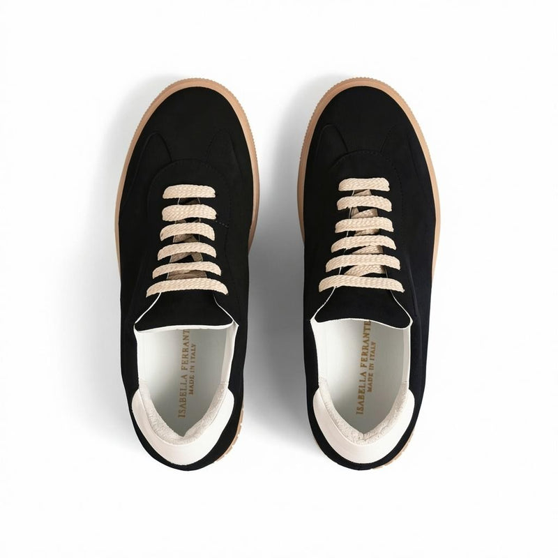 Sneaker Camoscio Nero, suola gomma