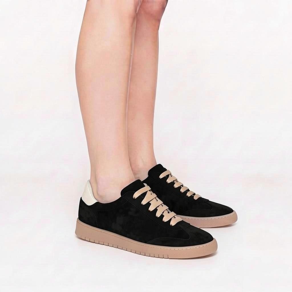 Sneaker Camoscio Nero, suola gomma