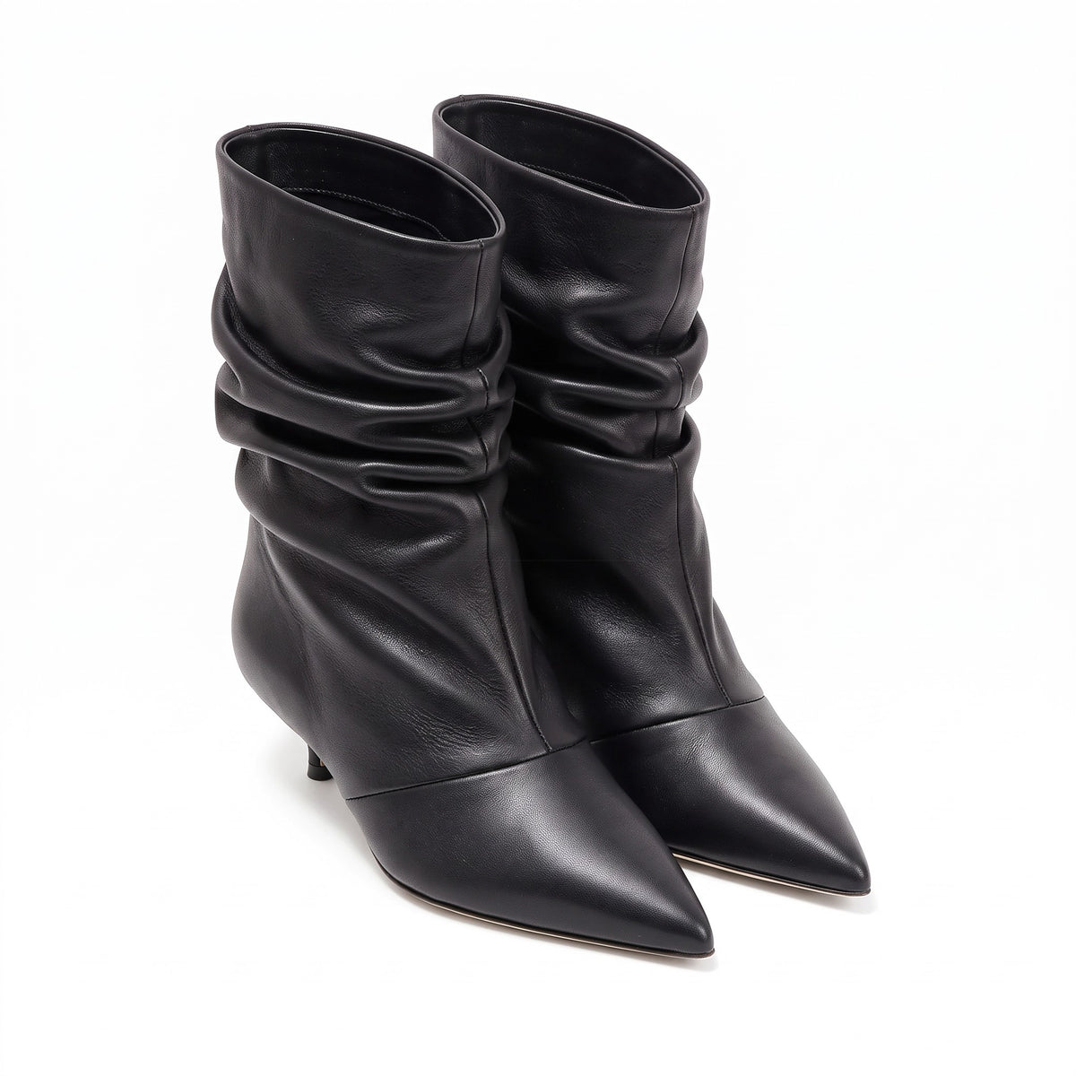 Tronchetto Spaccanapoli Pelle Guanto Nero, stiletto 30mm