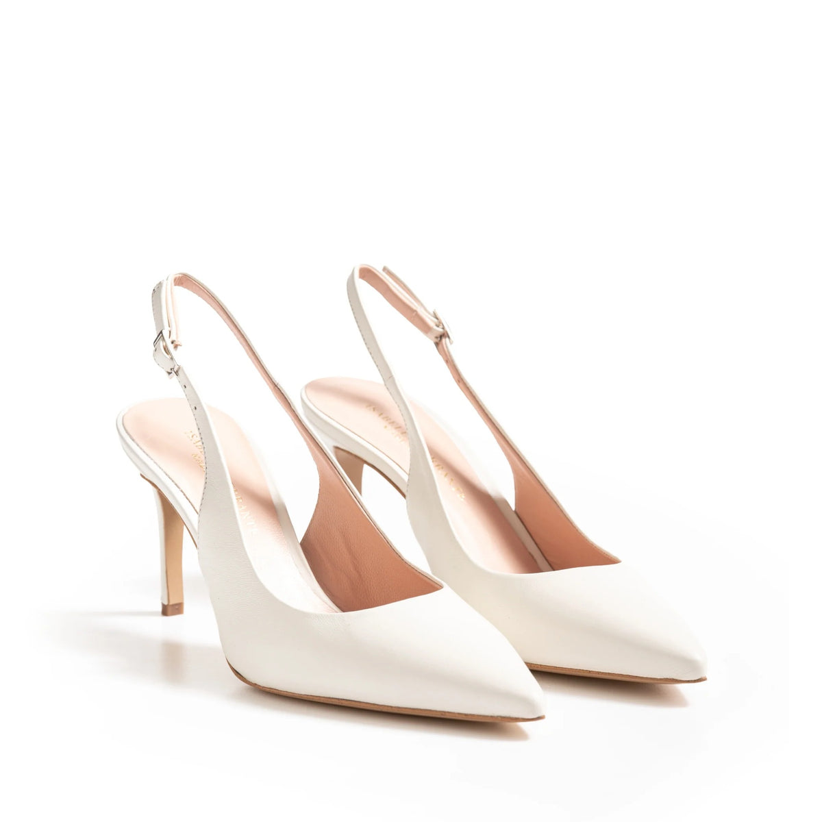 Chanel slingback Isabella Ferrante Posillipo in nappa off white con tacco a stiletto da 70 mm e punta sfilata, vista alternativa