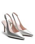 Slingback aus laminiertem Leder in Aregnto und Futter in Nude mit 70 mm Absatz