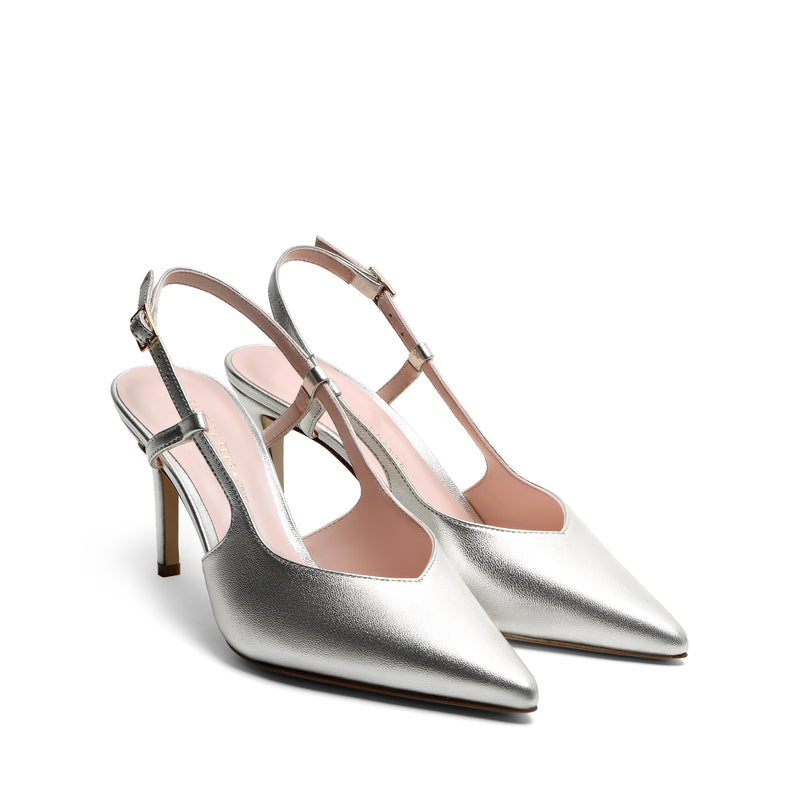 Slingback Laminata Argento, stiletto 70mm