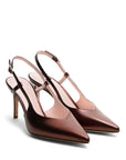 Chanel aus bronzefarbenem Lamé-Leder mit zartrosafarbenem Futter und 70 mm Stilettoabsatz