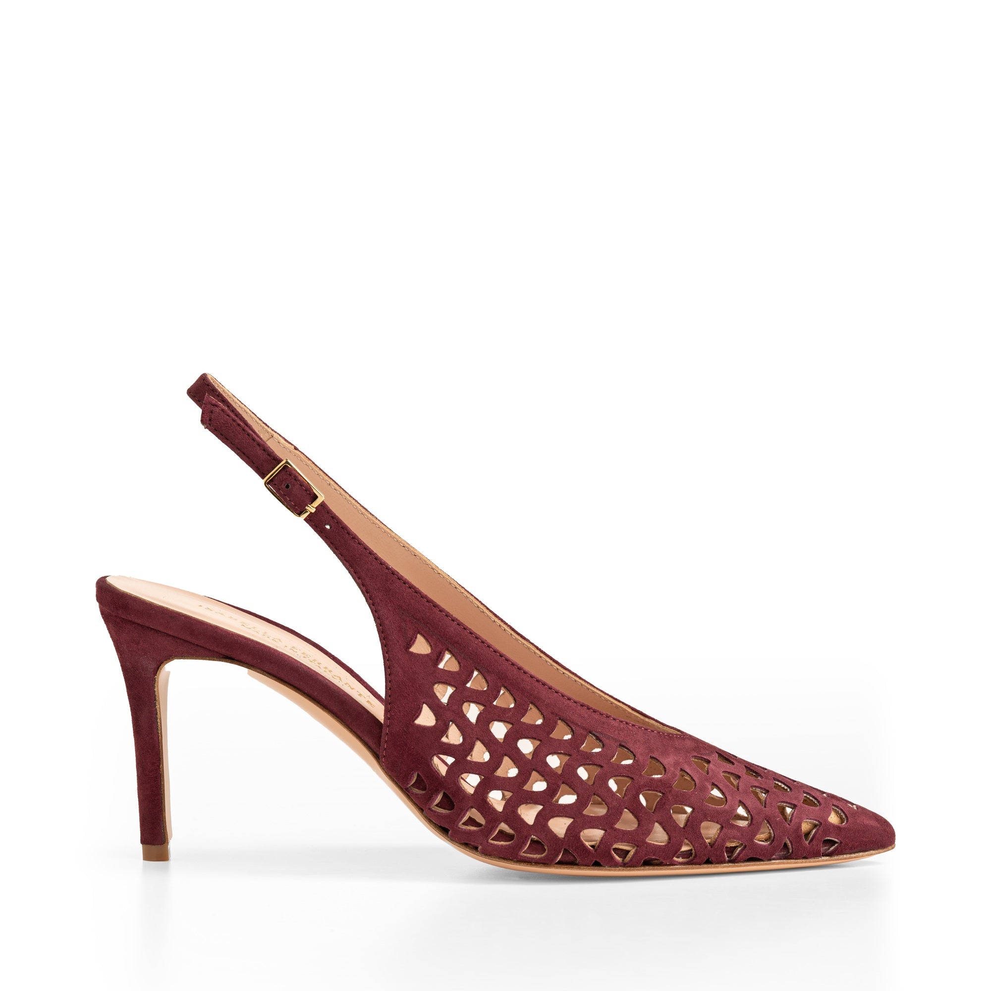 Slingback Camoscio Traforato Bordò, stiletto 70mm