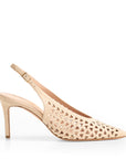 Slingback Camoscio Traforato Peach, stiletto 70mm