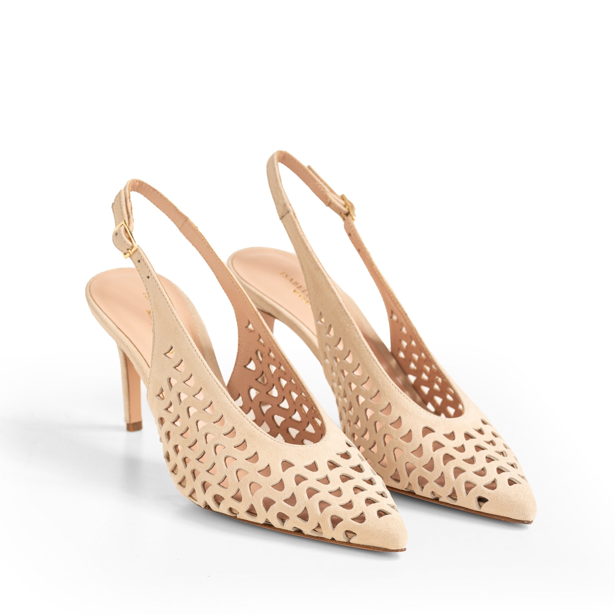 Slingback Camoscio Traforato Peach, stiletto 70mm