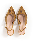 Chanel intrecciata Miele fodera rosa tacco stiletto 50mm