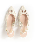 Slingback intrecciata Bianca fodera rosa tacco a spillo 70 mm