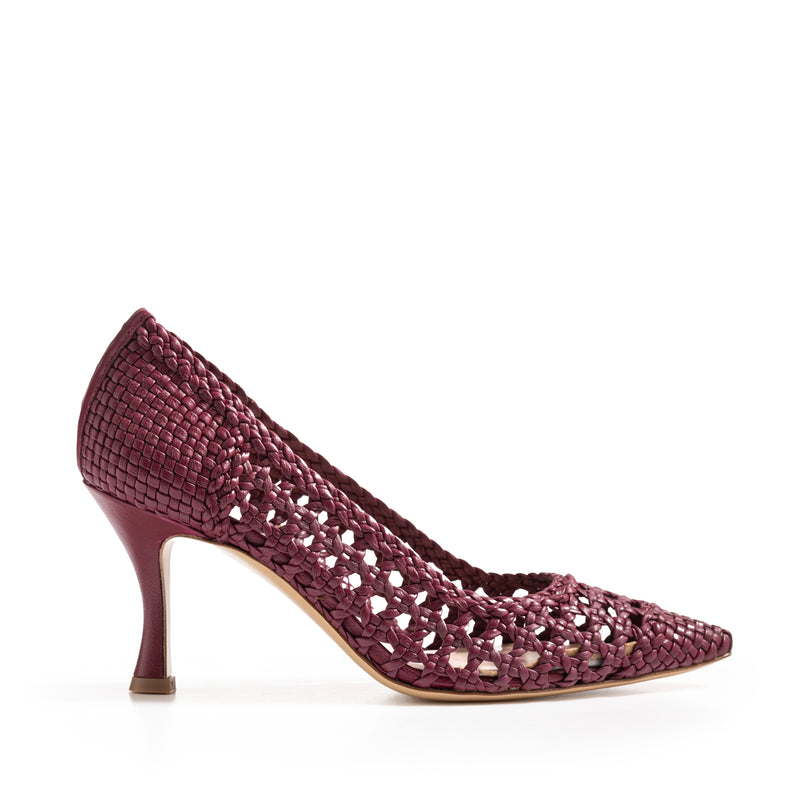 Geflochtenes Dekolleté Leder rosa Futter Stilettoabsatz 70 mm