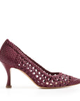 Décolleté intrecciata Borgogna fodera rosa tacco clessidra 70mm