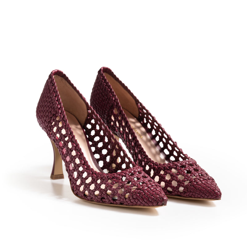 Geflochtenes Dekolleté Leder rosa Futter Stilettoabsatz 70 mm