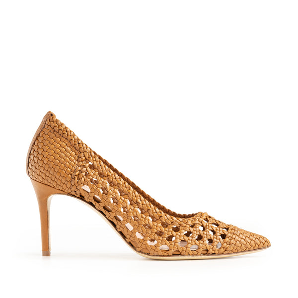 Décolleté Intrecciata Cuoio, stiletto 70mm
